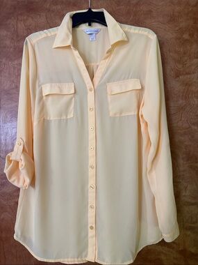 Christopher & Banks Soft Yellow Button-Down Shirt with Chest Pockets
